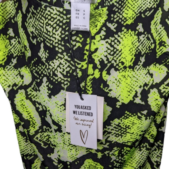 Neon Green Snakeskin Dress Green Snake Print Neon Dress Primark Sleeve  Primark Green